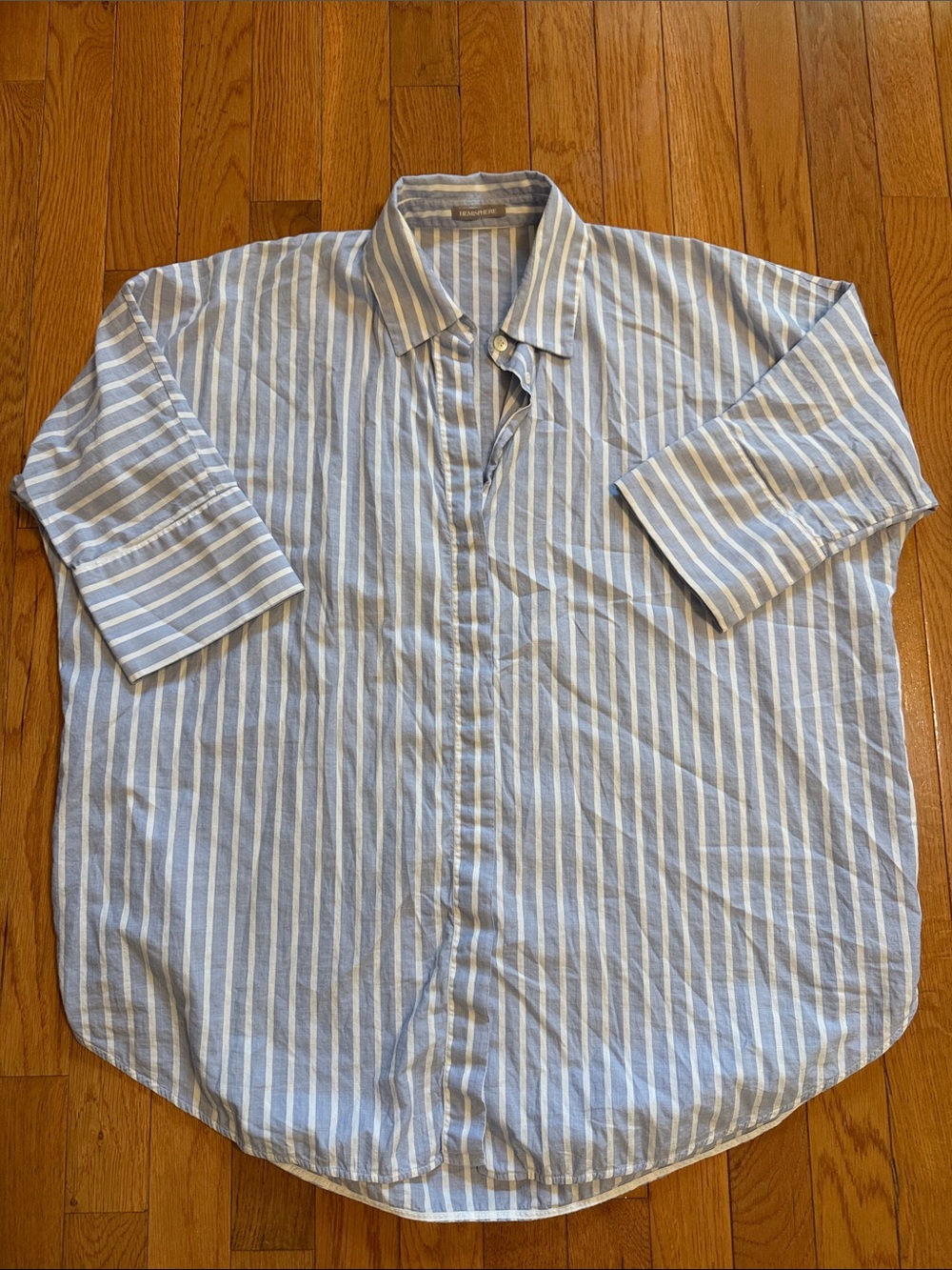 Relaxed Blue and White Striped Women's Blouse